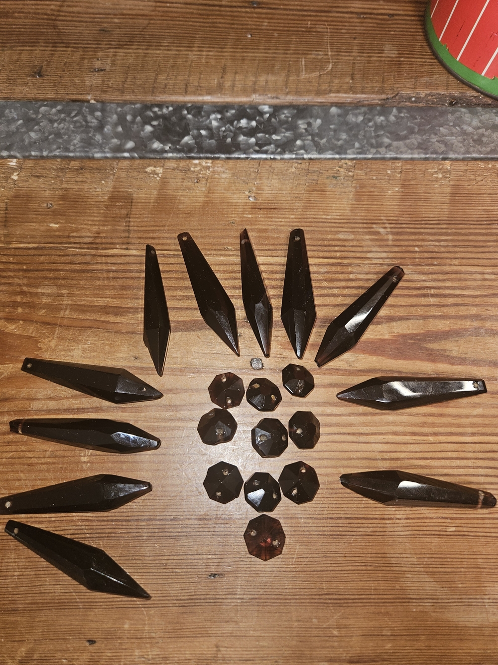 Black Faceted Crystal Drop Pendant Set From A Lamp / Baubles